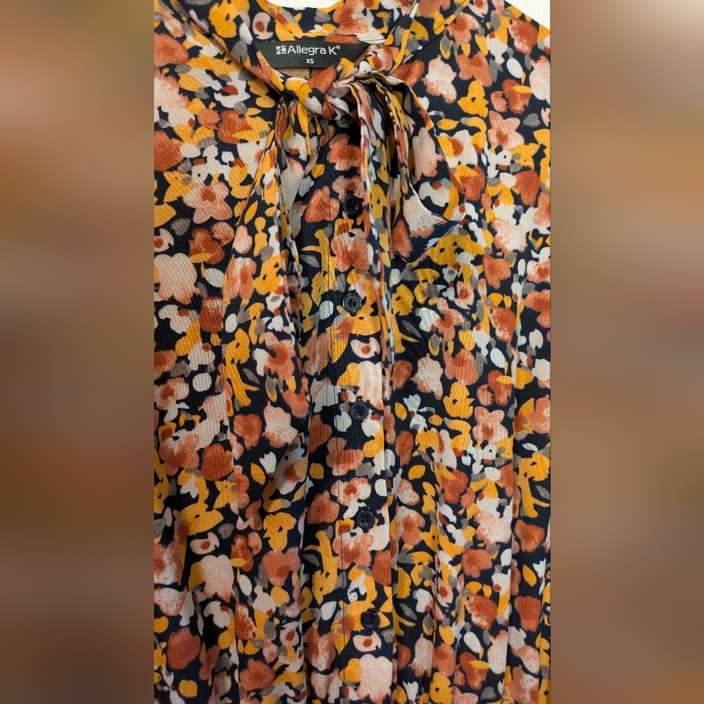 Allegra K Floral Long Sleeve Dress - Picture 6 of 6